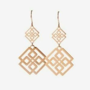 Origami Owl Rose Gold Greek Key Drop Earrings